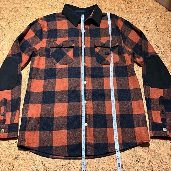 Roark Nordsman Wool Blend Flannel Plaid Classic Fit Shirt In Rust/Charcoal Sz M - Picture 9 of 11